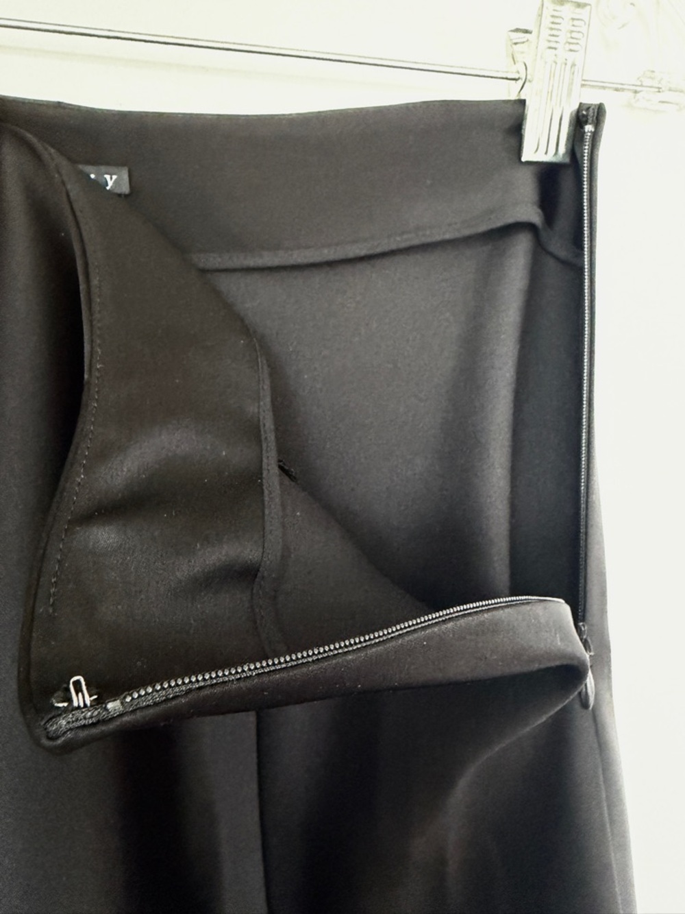 Theory black satin A line midi skirt - Picture 2 of 5